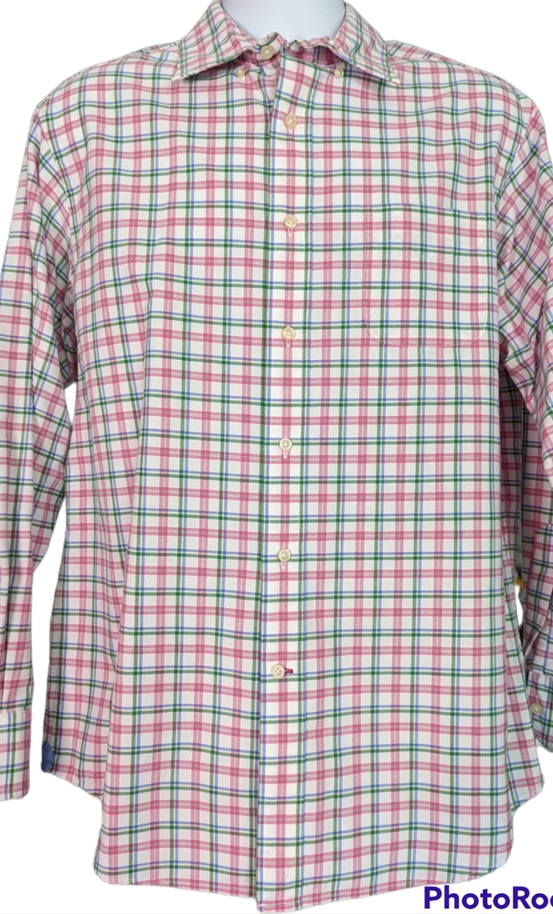 Men's Plaid Button Down Shirt size Large Cremieux